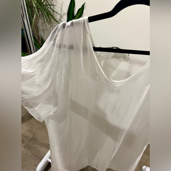 NWT Meo Meli White Slip Dress with Sheer Overlay - Picture 6 of 7